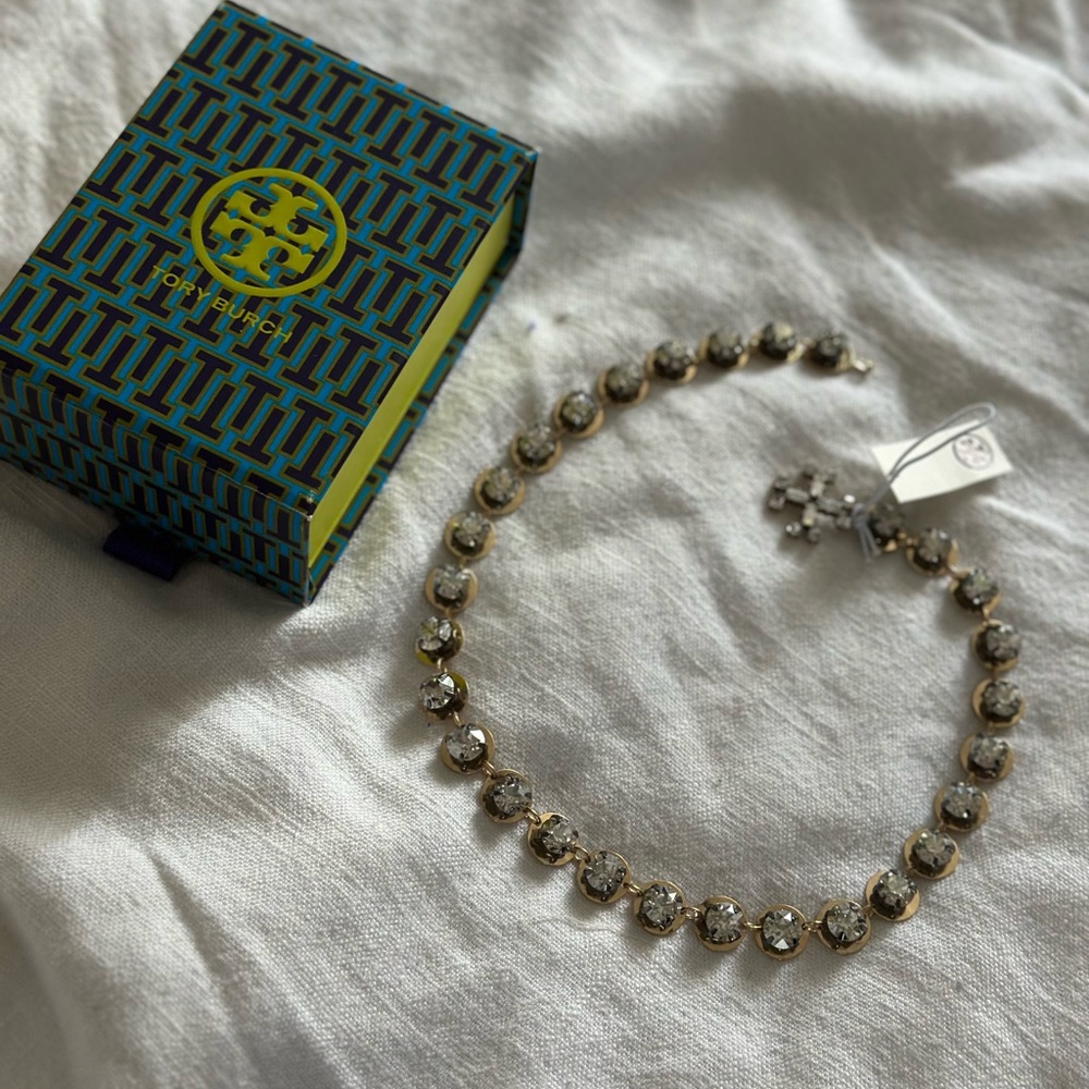 Tory Burch Gold and Silver Crystal Necklace